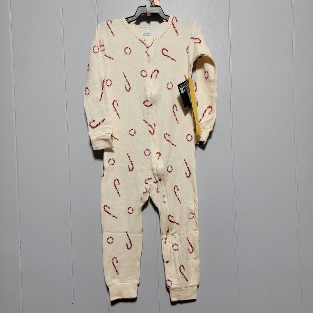 Modern Moments by Gerber Toddler 4T Candy Cane Christmas Union Suit Pajamas NWT